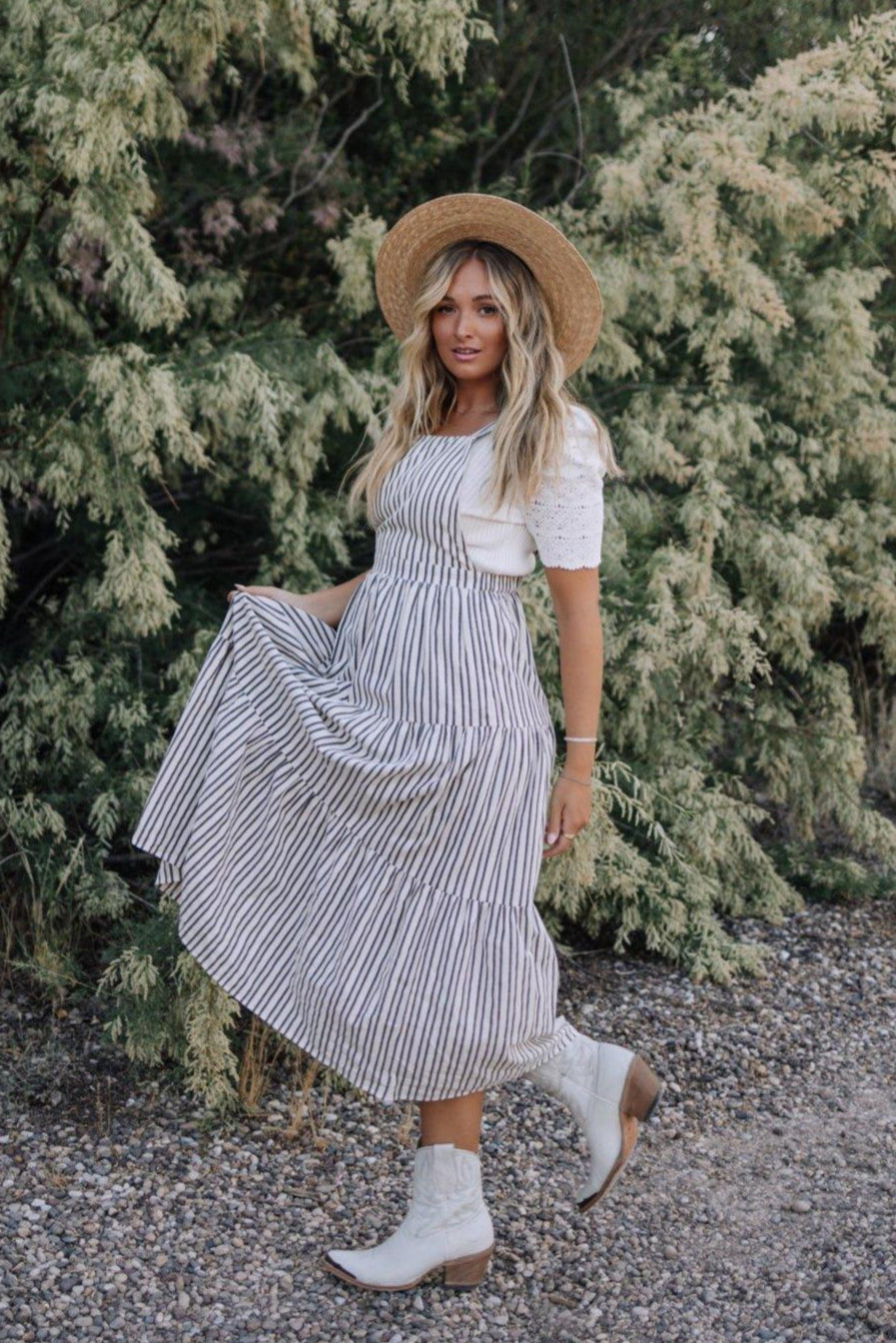 Striped Overall Dress