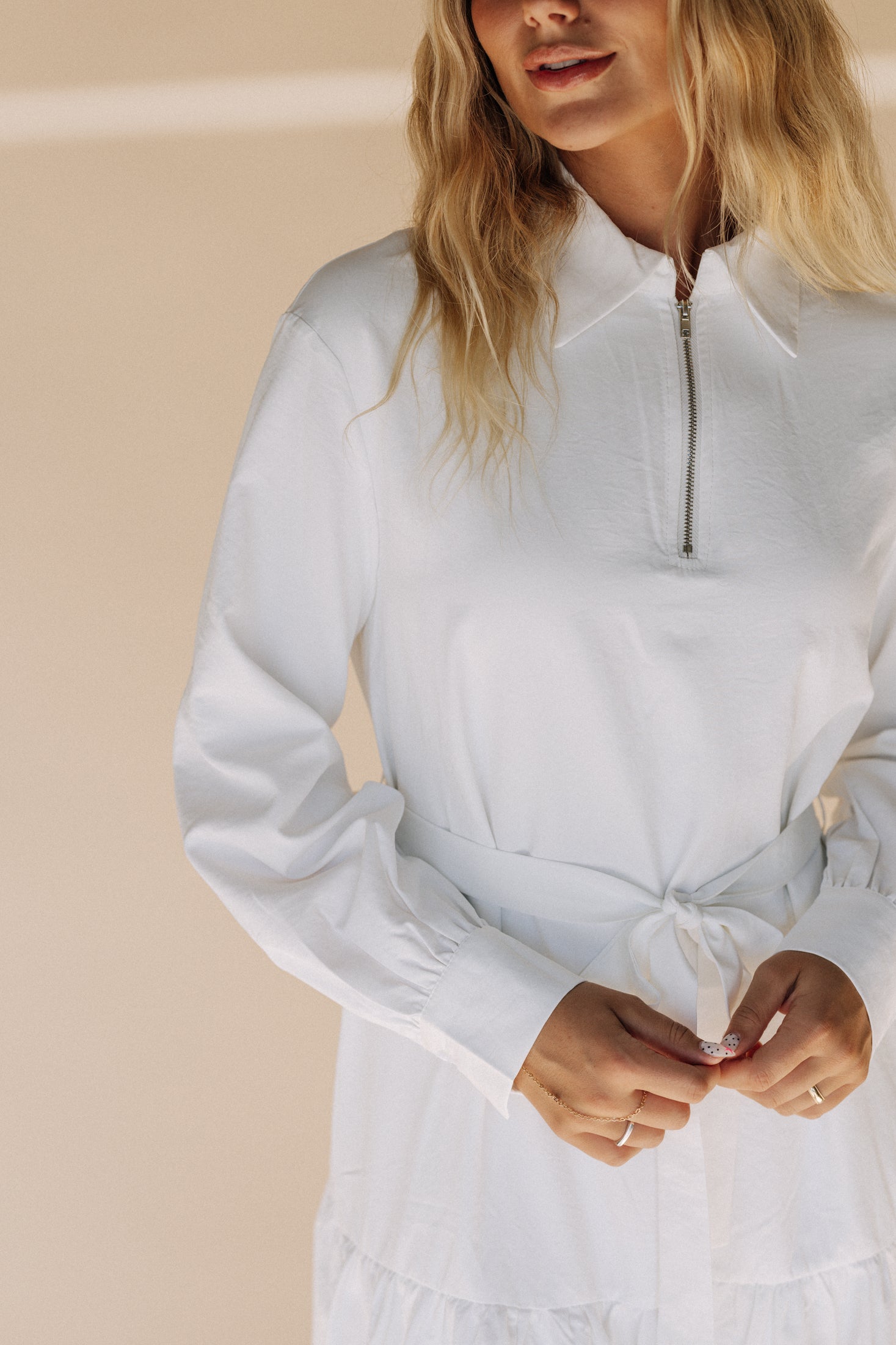 White long sleeve maxi dress