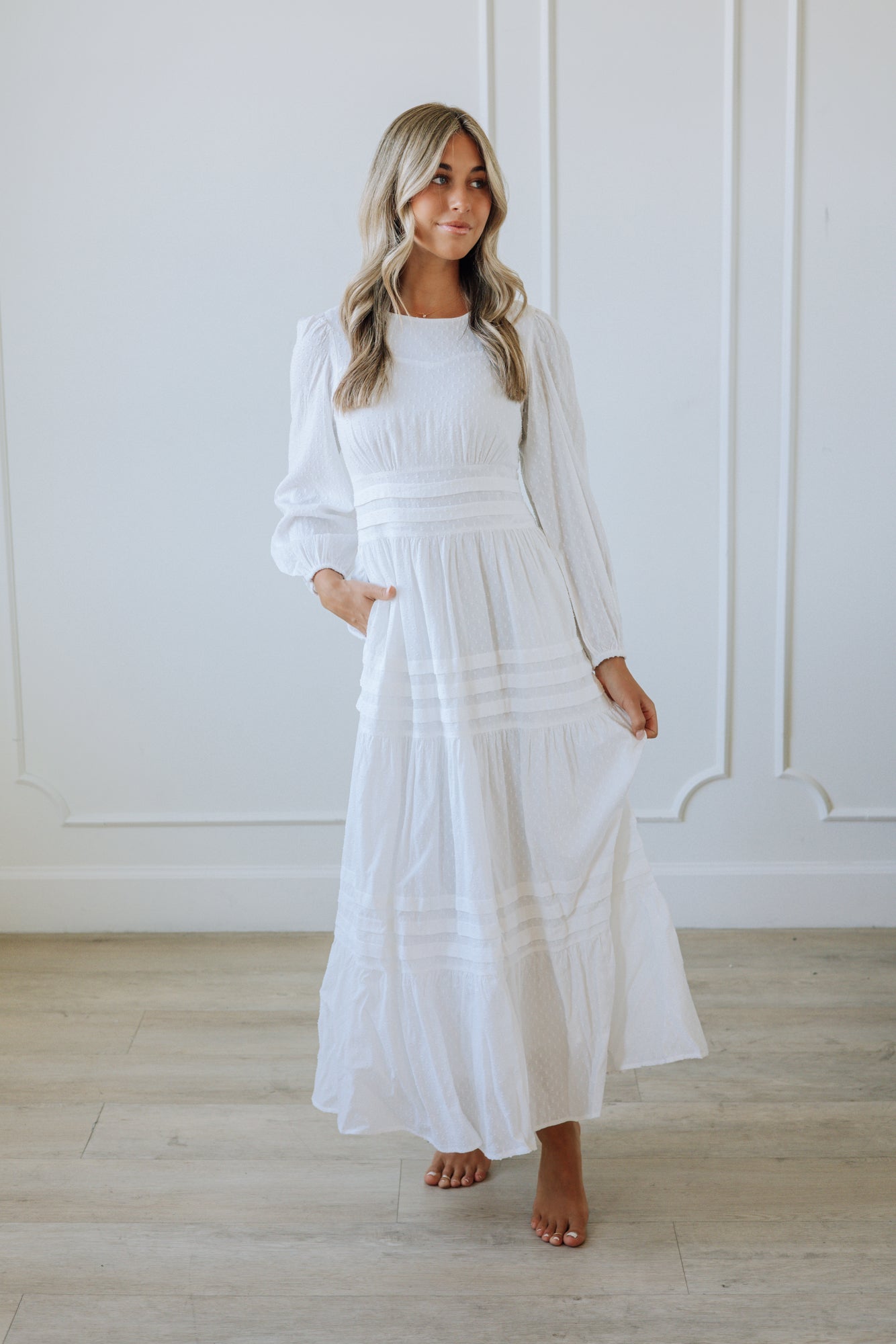 Women wearing an lds temple dress