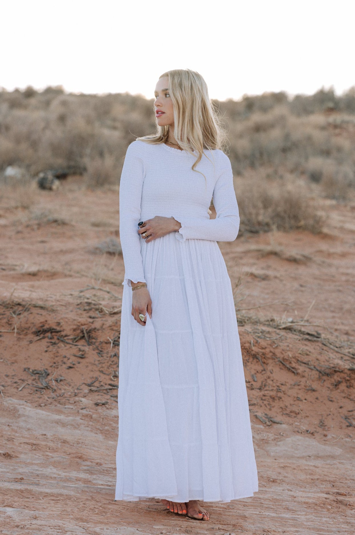 White Long Sleeve Maxi Dress