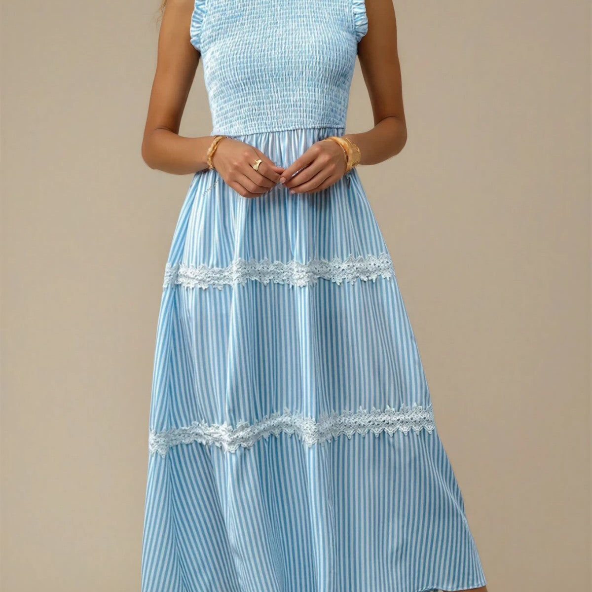 Kaia Striped Maxi Dress in Blue – FEHRNVI