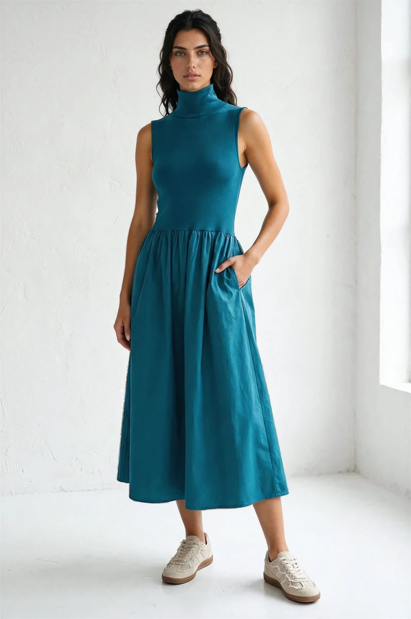 Sleeveless Mock Neck Dress
