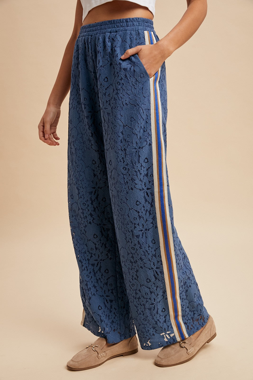 Floral Lace Straight Leg Track Pants