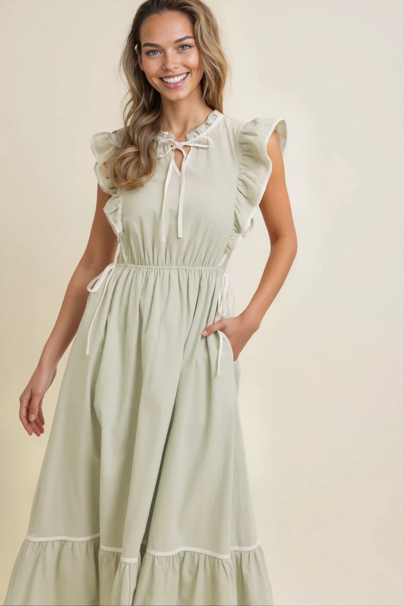 Ruffled Sleeve Dress