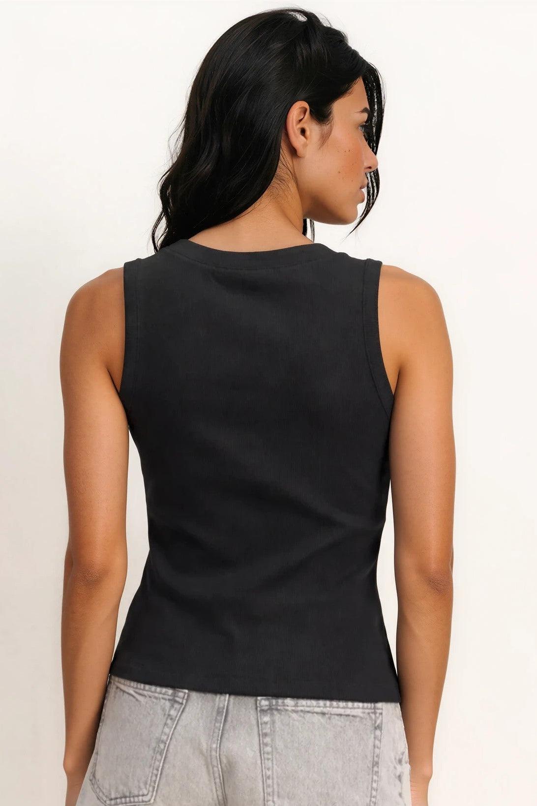 Black sleeveless top