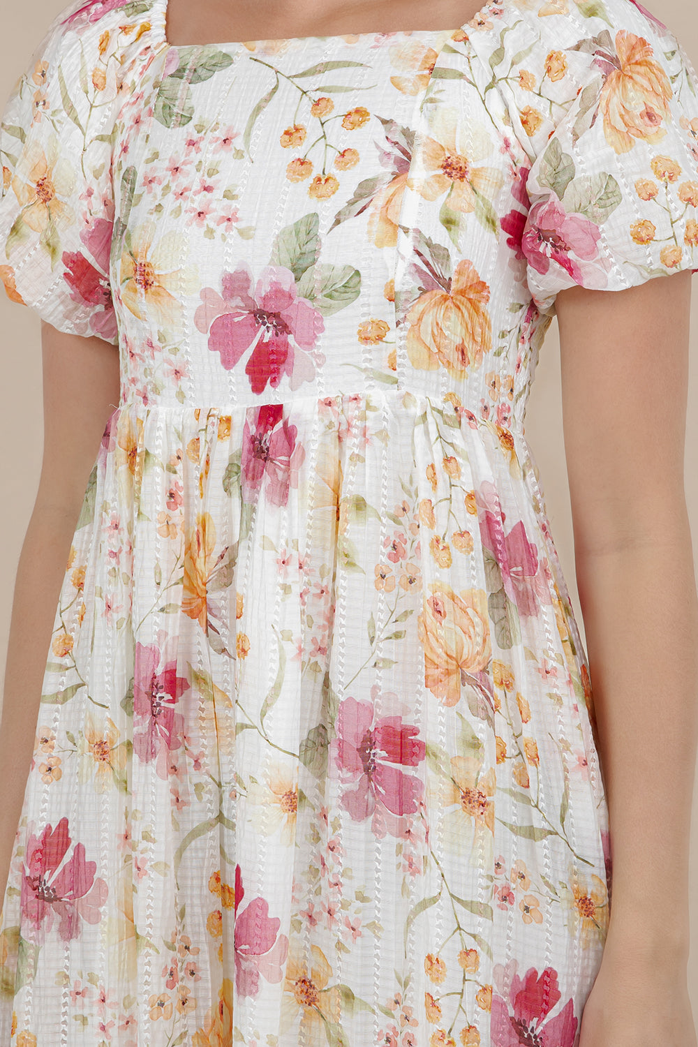 White Spring Floral Dress