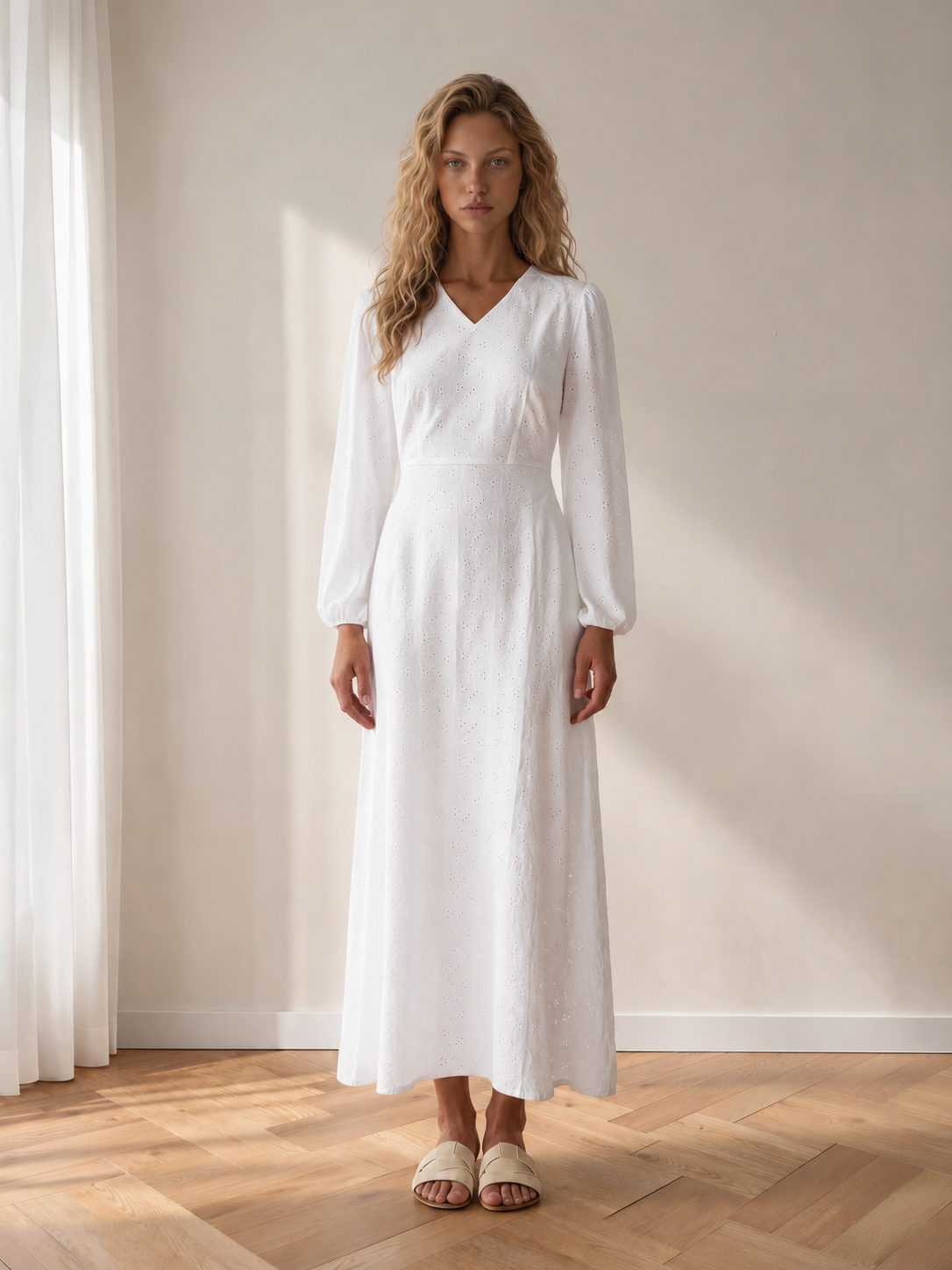 White Long Sleeve Maxi Dresses