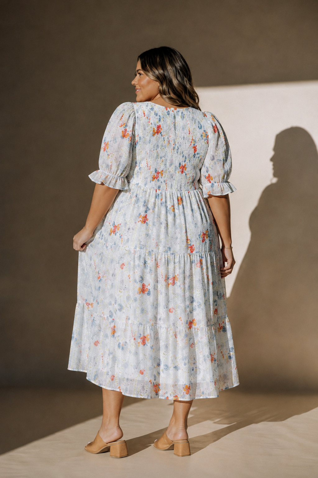 Cypress Midi Dress in Blue Floral - Plus