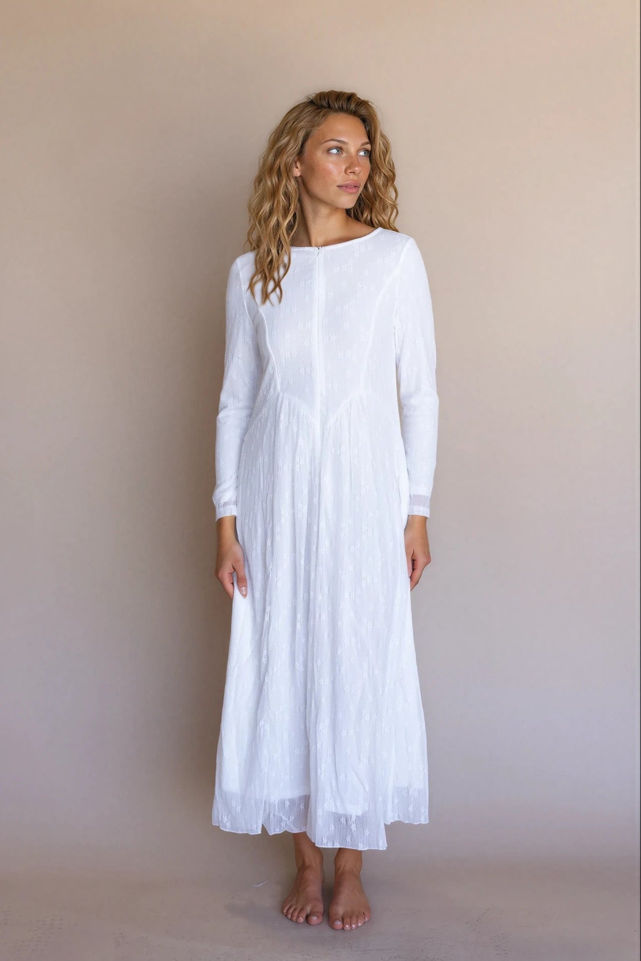 LDS front zipper temple dress