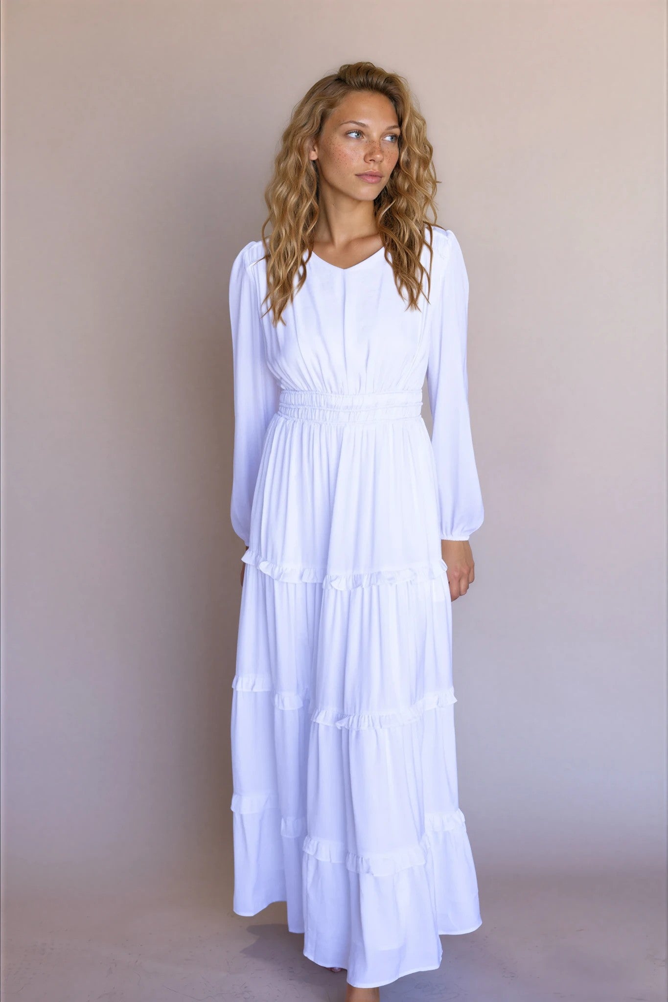 Veronica LDS Temple Dress in White – FEHRNVI