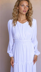 white long sleeve maxi dresses