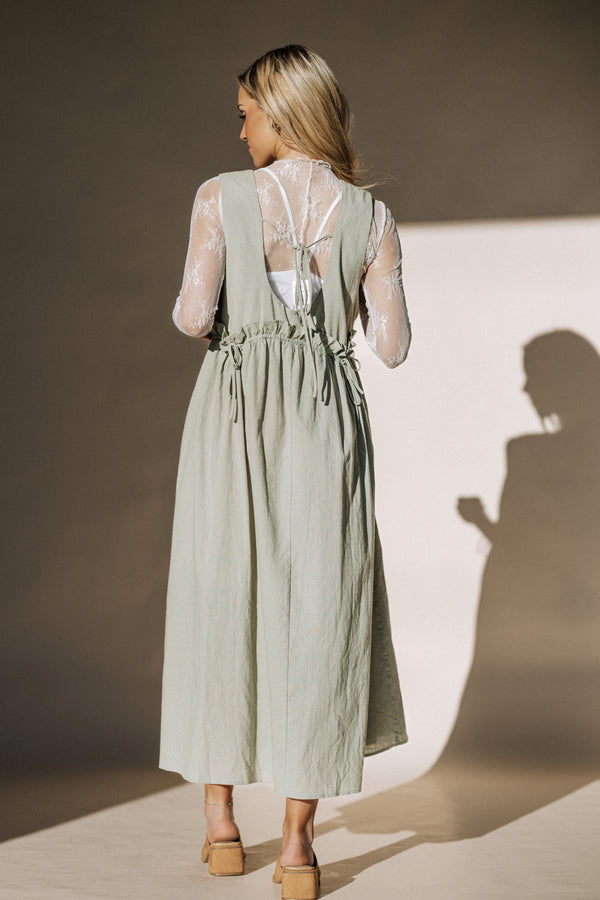 Arey Overall Dress in Olive