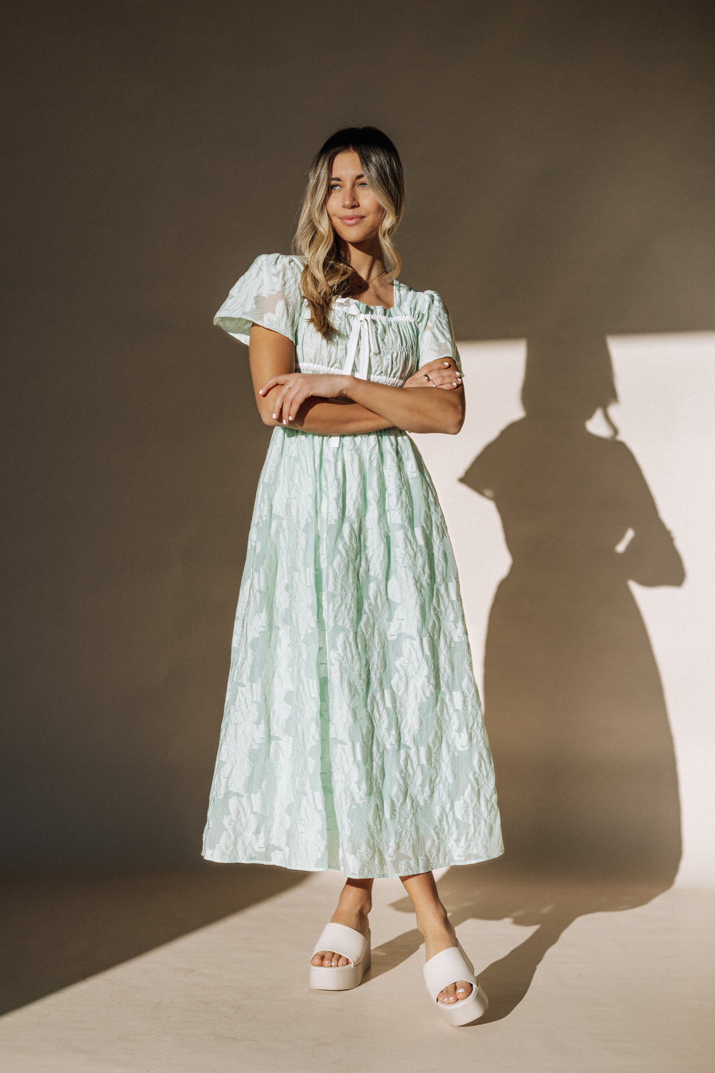 Holiday Modest Dress L / Light Green