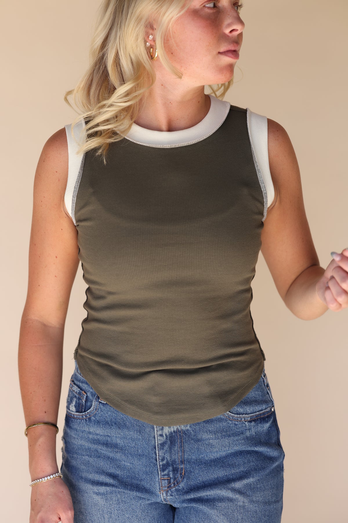 Luna Tank in Olive Green