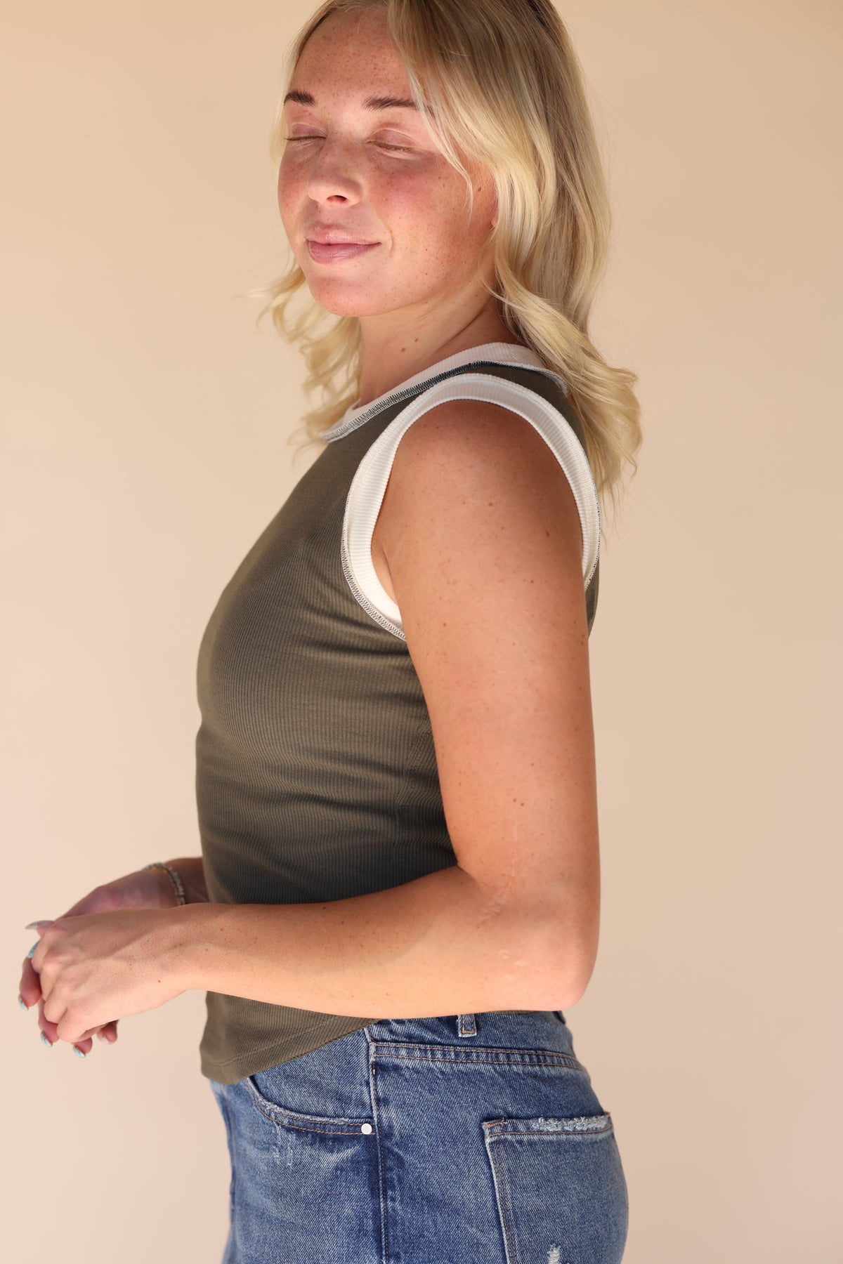 Luna Tank in Olive Green