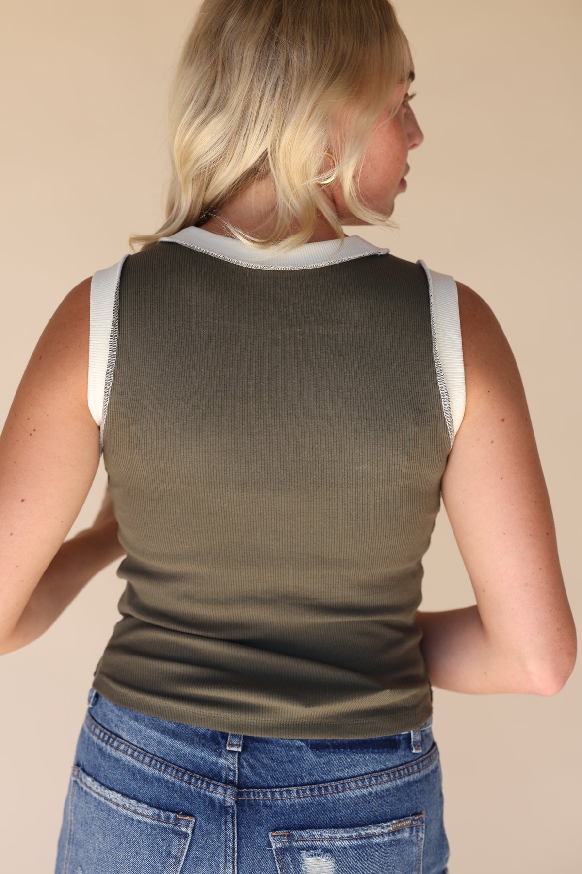 Luna Tank in Olive Green