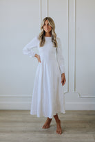 Woman wearing a mormon temple dress