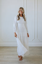 white long sleeve maxi dress