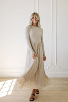 Long Sleeve Maxi Dress in Brown