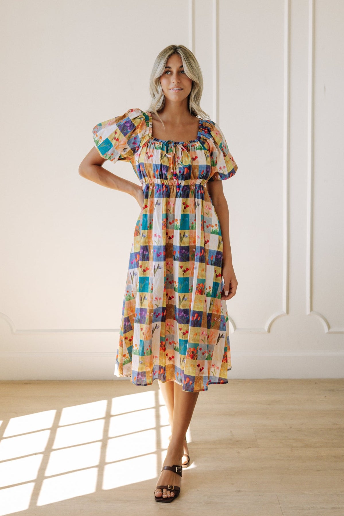 Mixed print fall dress