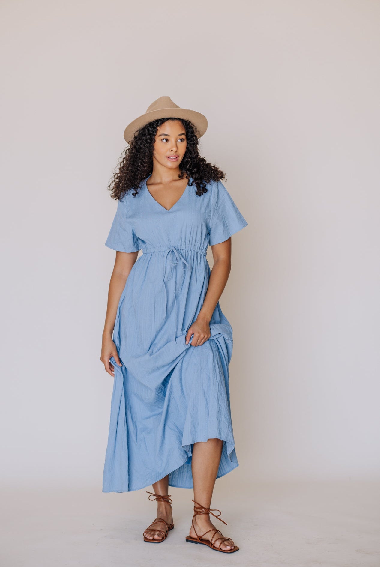 Blue modest maxi dress