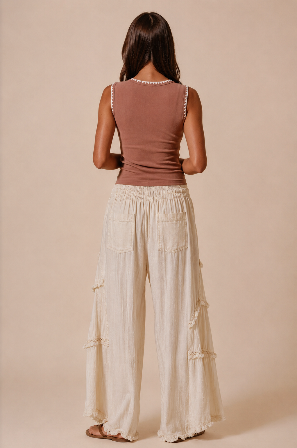 Skye Ribbed Tank in Brown