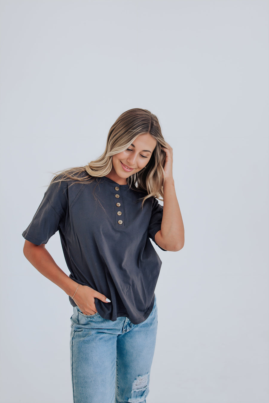 Samantha Top in Charcoal