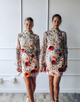 Three Dimensional Floral Sheath Dress