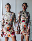 Three Dimensional Floral Sheath Dress