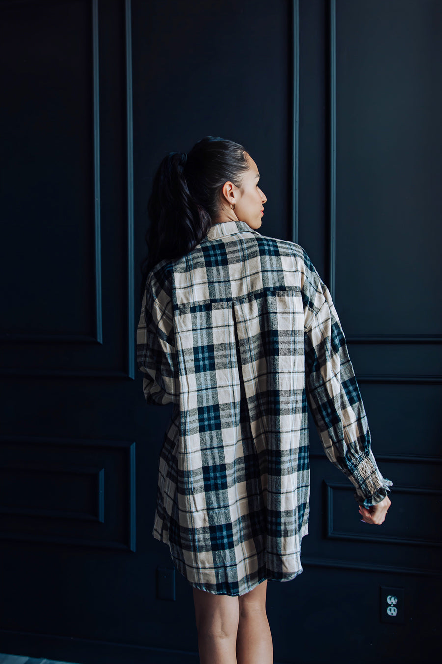 Oversized flannel tunic