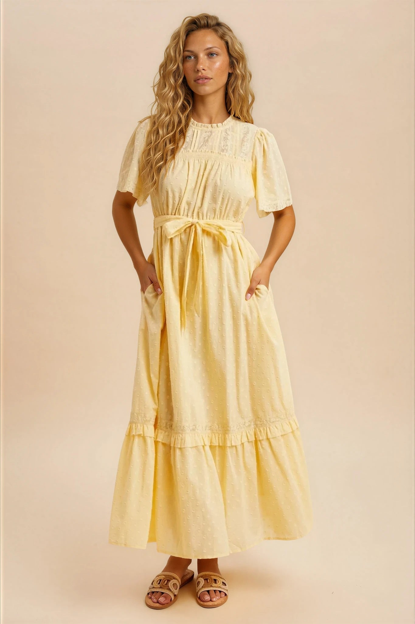 Sidney Flutter Sleeve Maxi Dress in Yellow – FEHRNVI