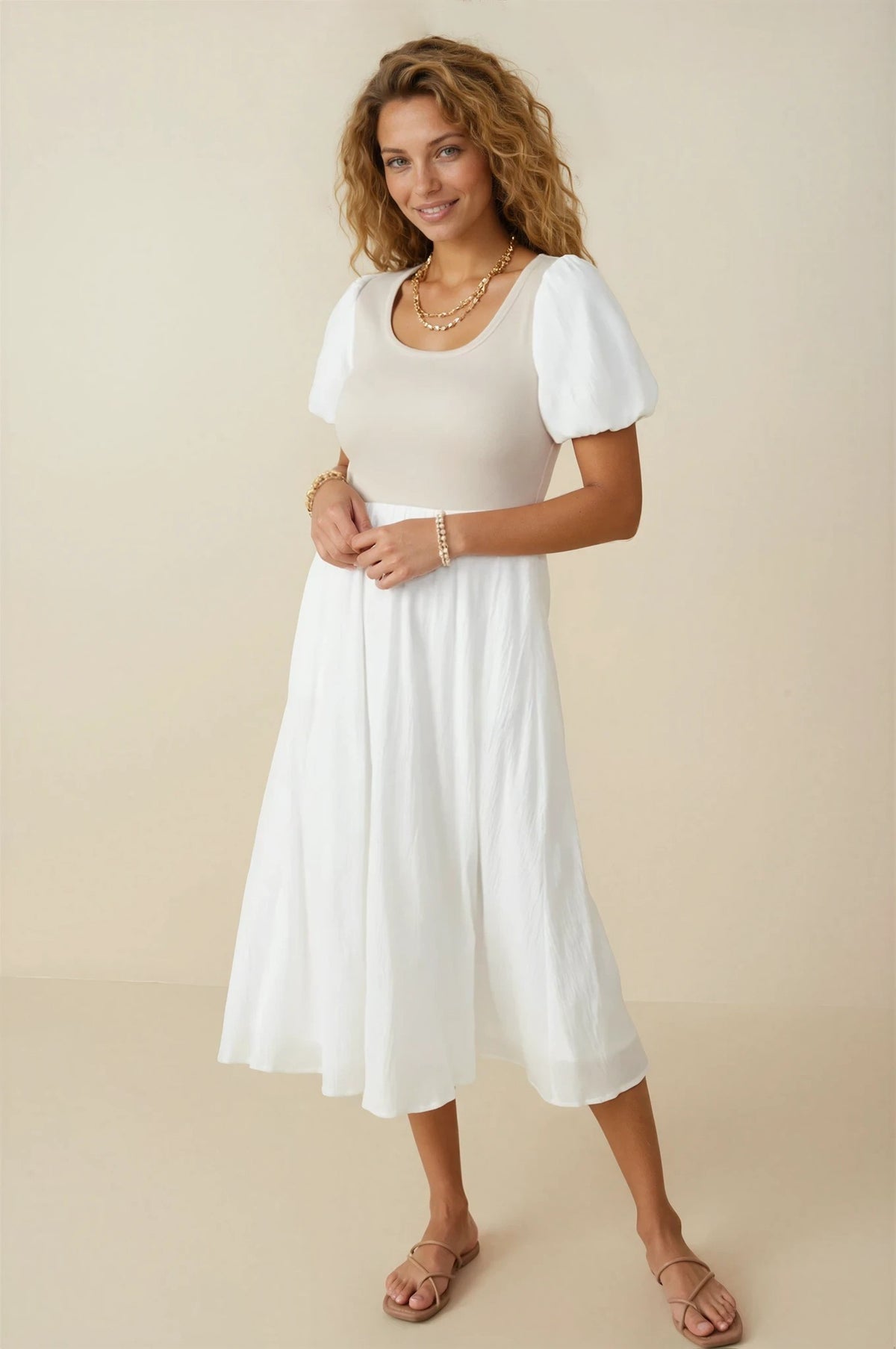Brooke Ribbed Bodice Midi Dress