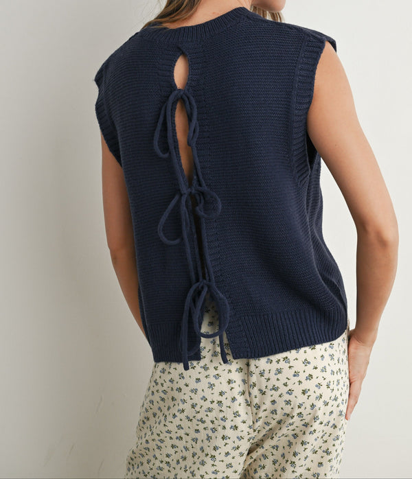 Josie Knitted Bow Tie Top