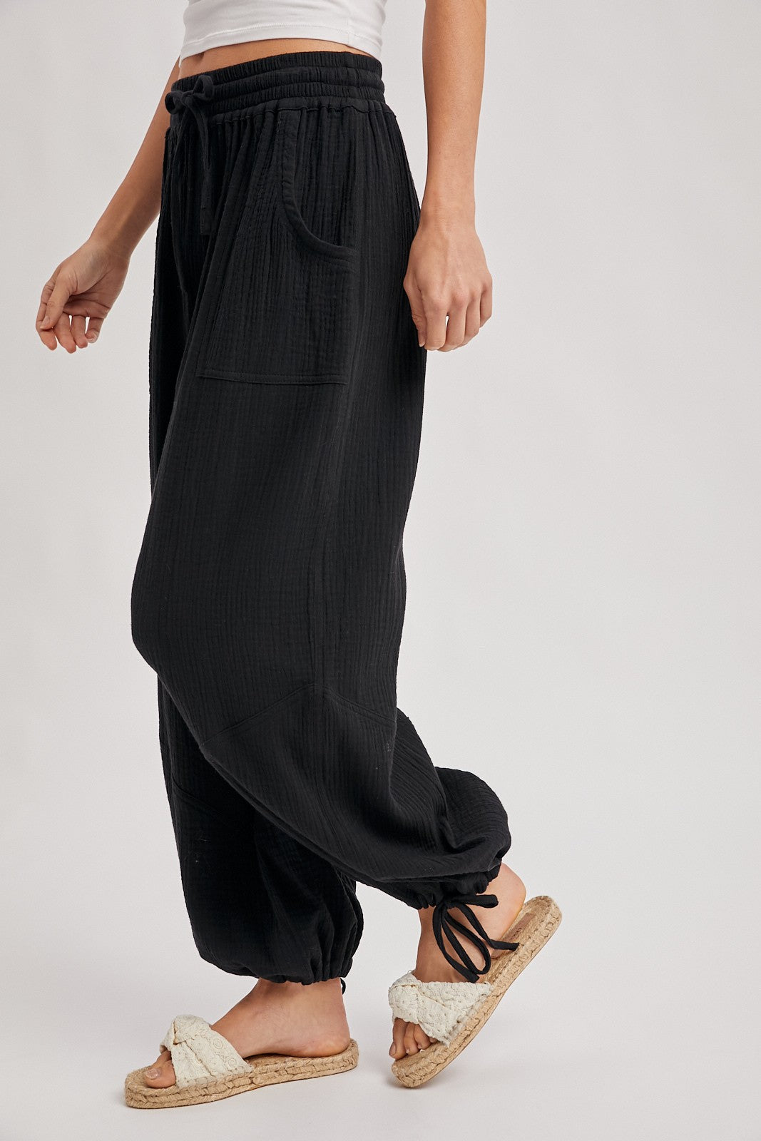 Melody Jogger Drawstring Pants in Black