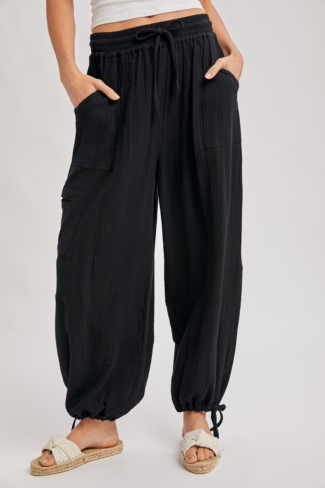 Melody Jogger Drawstring Pants in Black