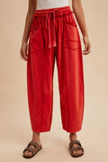 Sophie Barrel Knit Pants in Red
