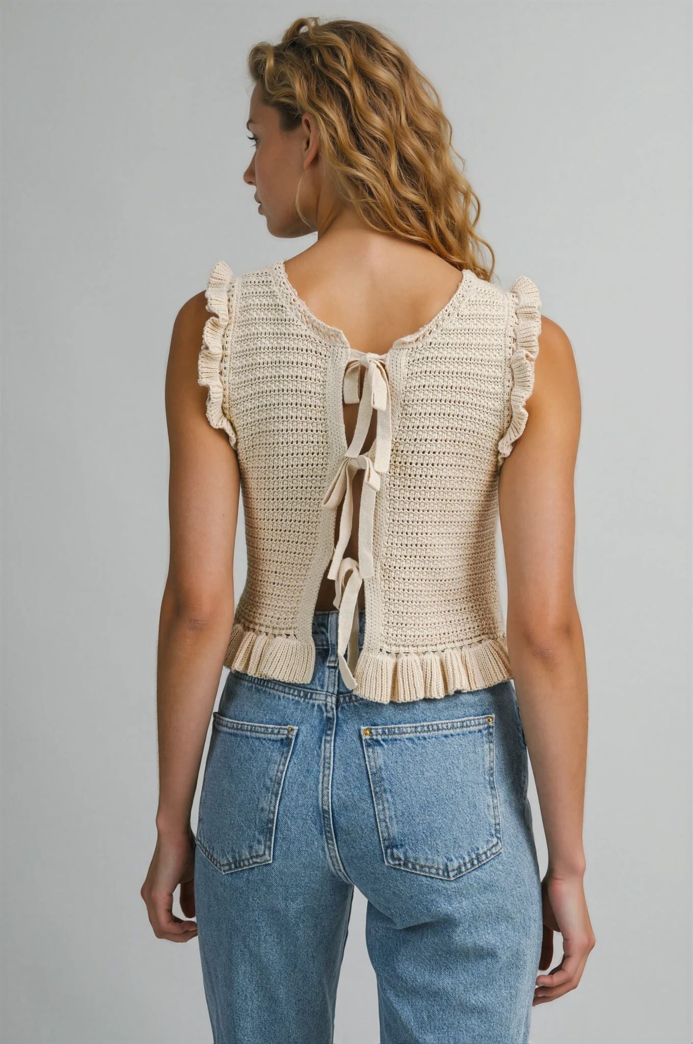 Sara Reversible Ruffle Knit Top in Light Blue – FEHRNVI