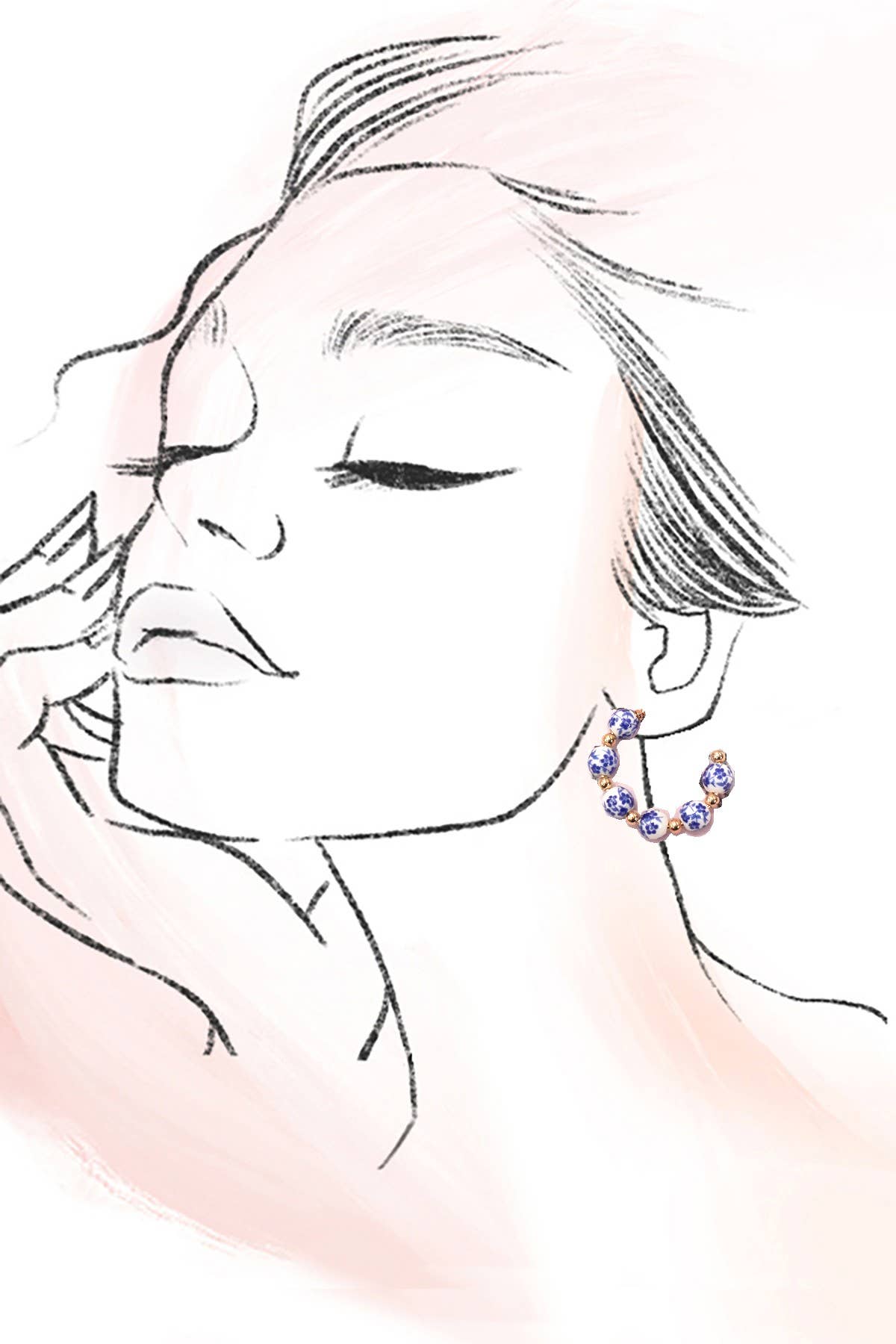 18K Stainless Steel Tarnish Free Porcelain Hoops