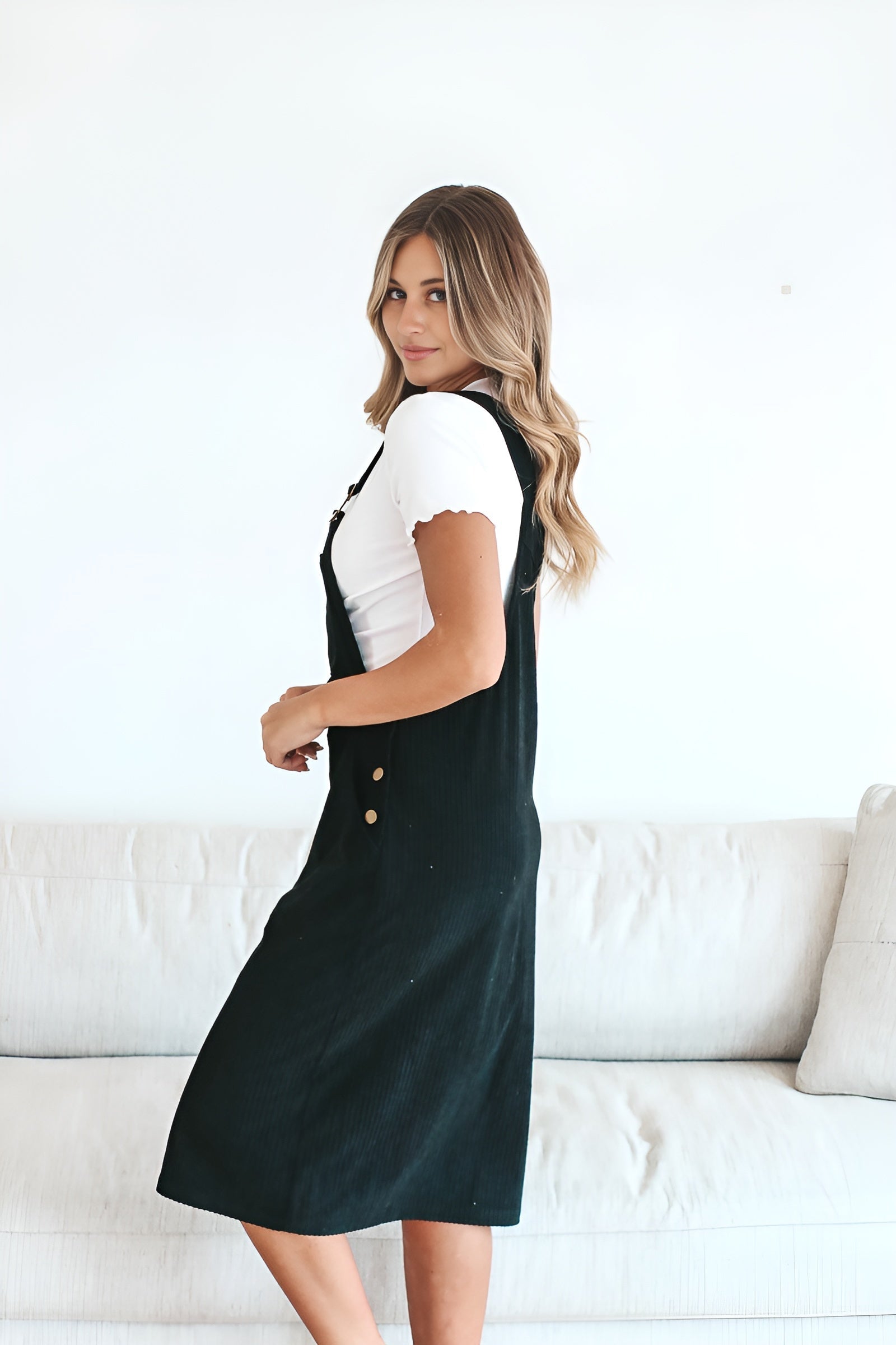 Patty Overall Dress in Black