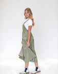 Shay Overall Dress in Olive Green