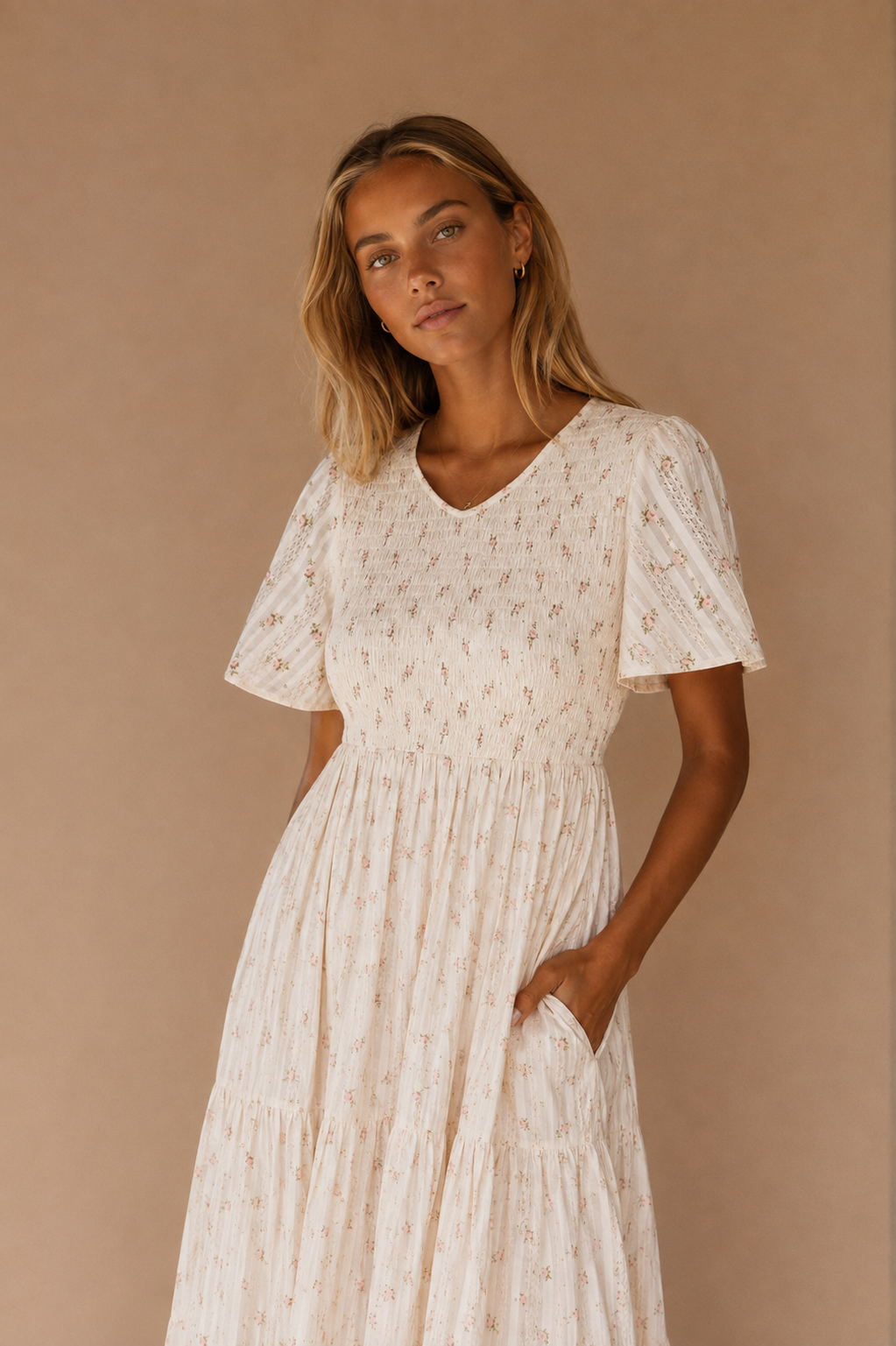 Tayla Cotton Maxi Dress in Cream