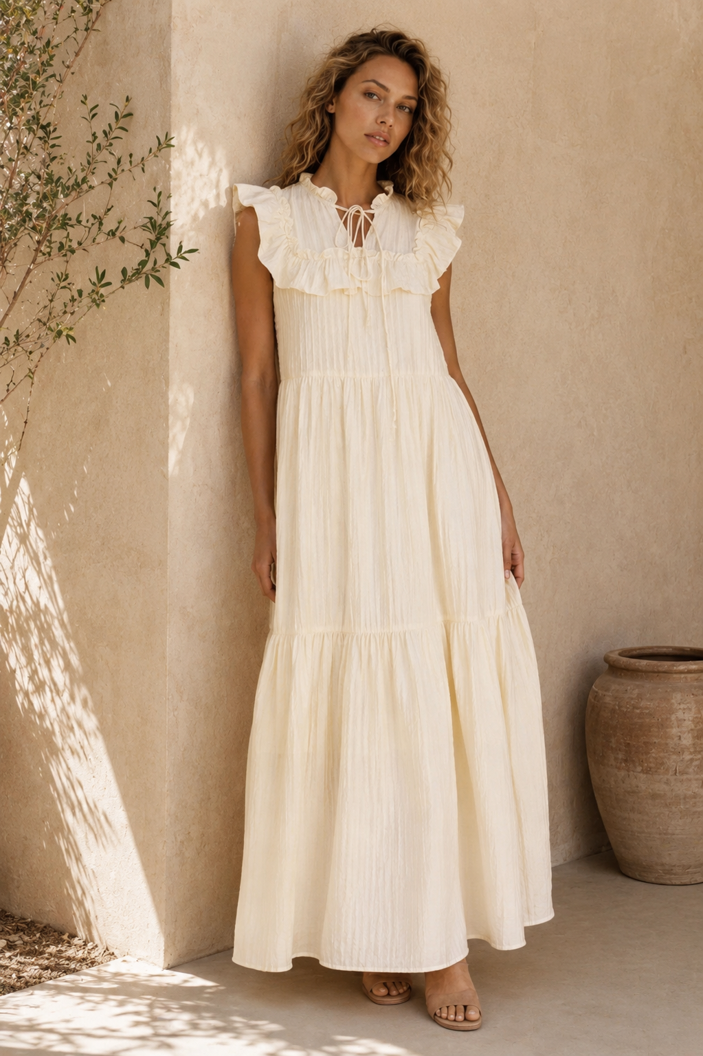 Mary Maxi Dress in Butter Yellow