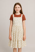 Shay Overall Dress in Ivory Floral - Kids