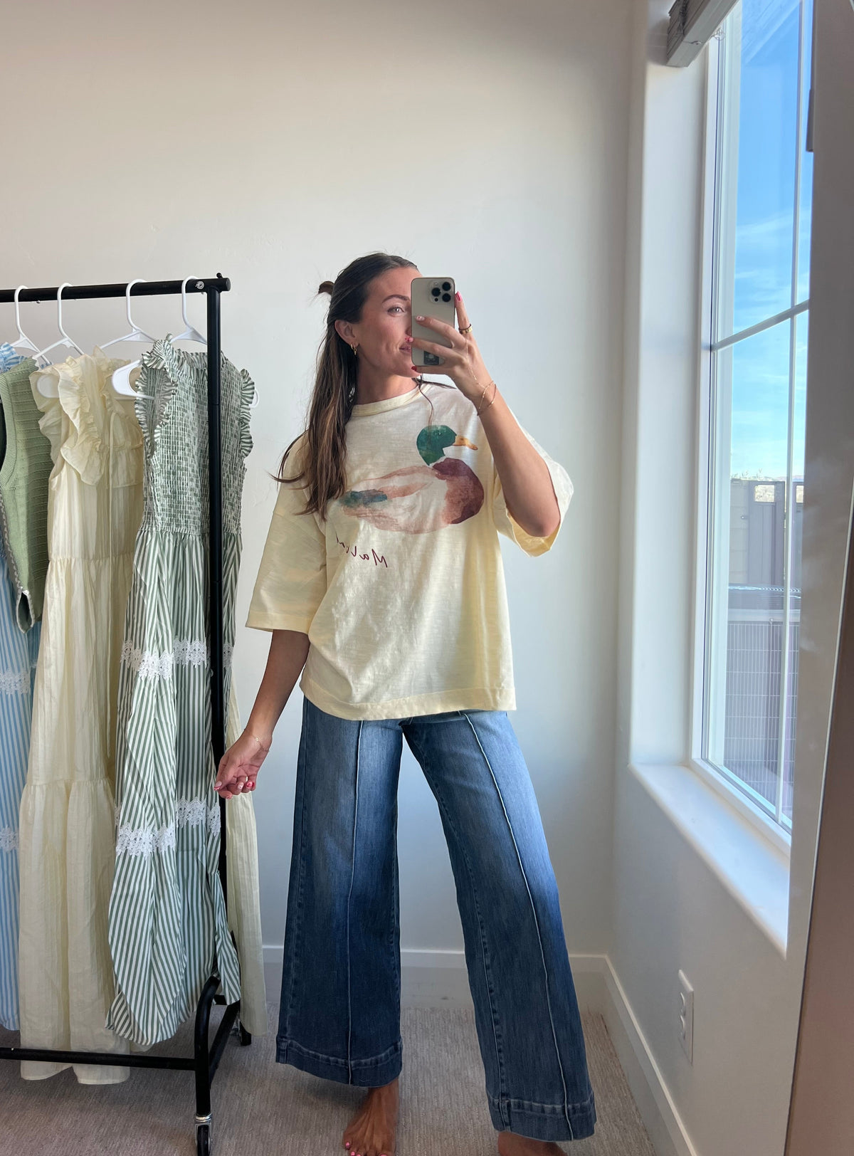Mallard Duck Printed Oversized Tee Shirt