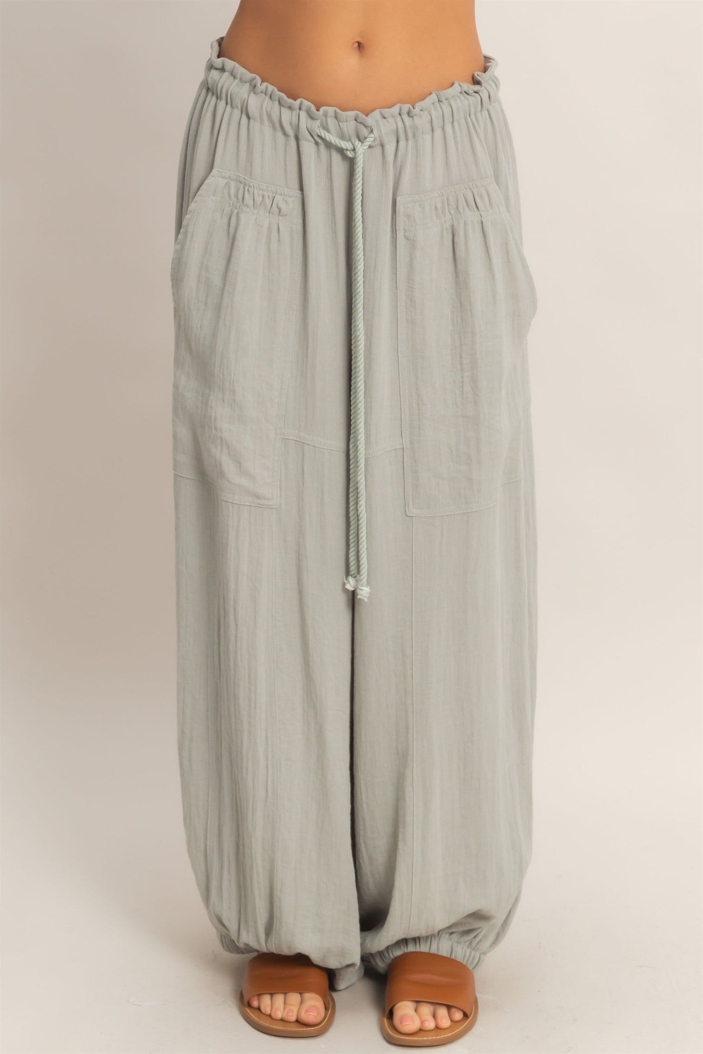 Elastic Hem Drawstring Pants 