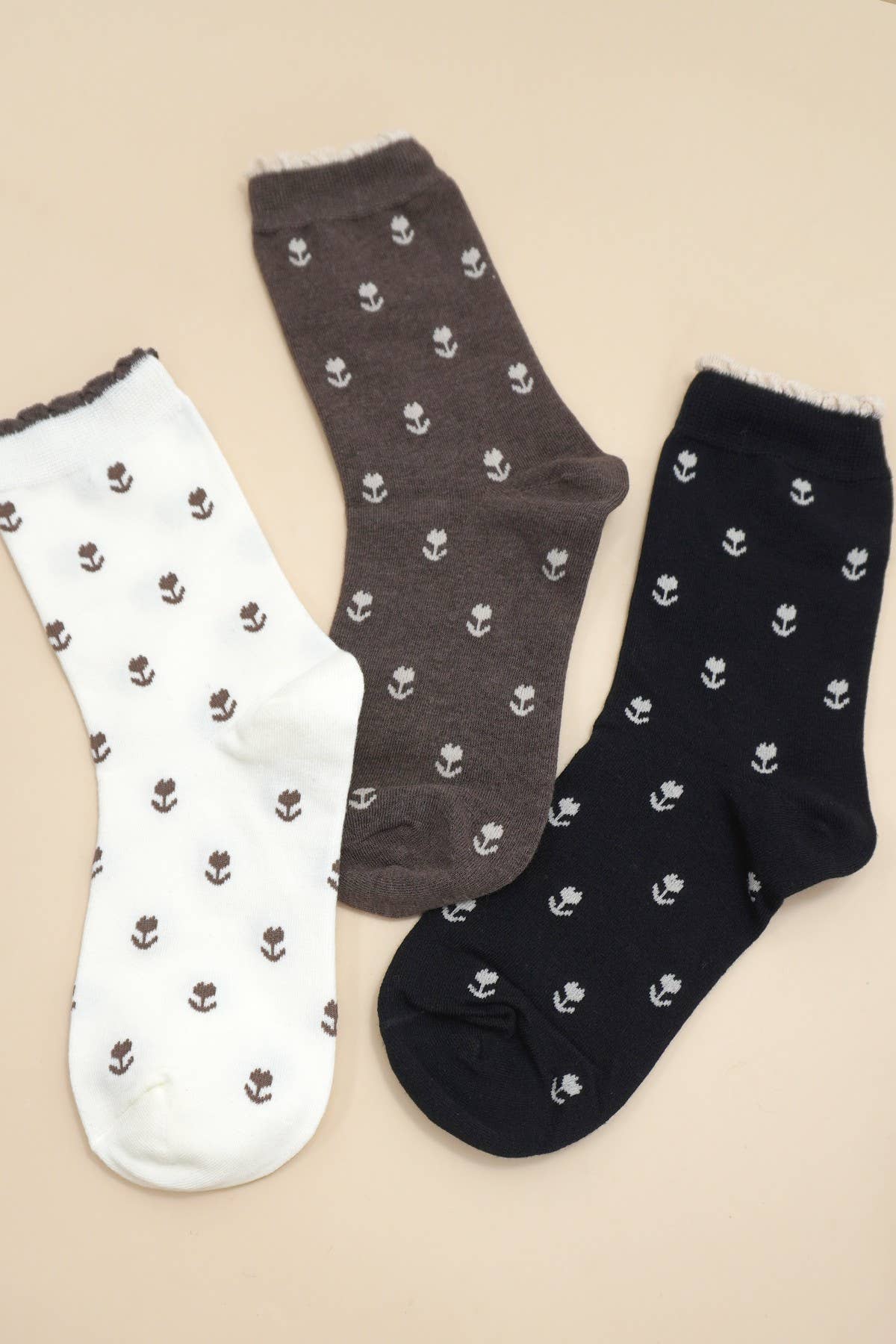 WOMAN BREATHABLE FLORAL COTTON SOCKS