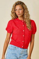Red button up cardigan