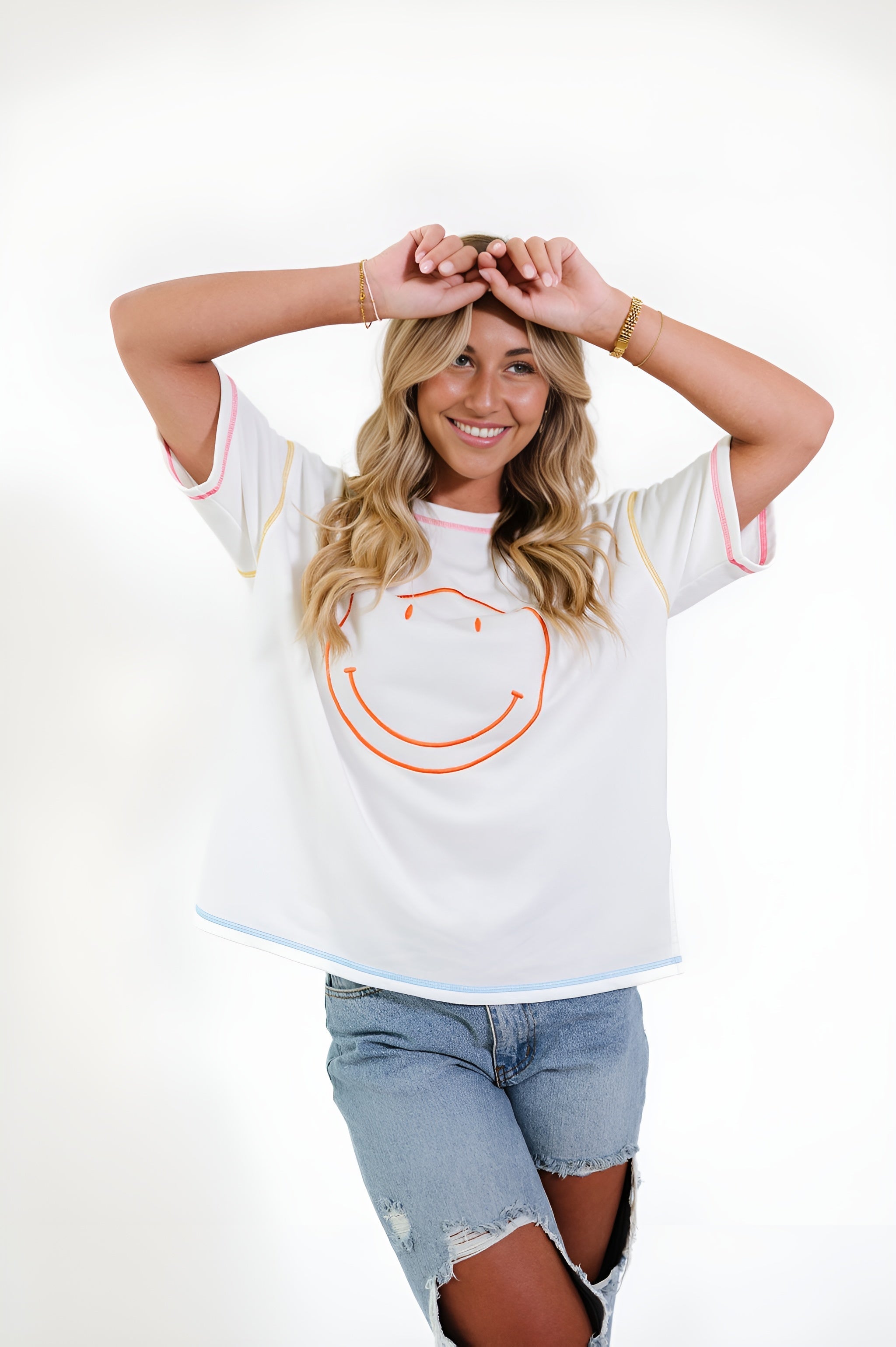 Happy Face Tee in Ivory