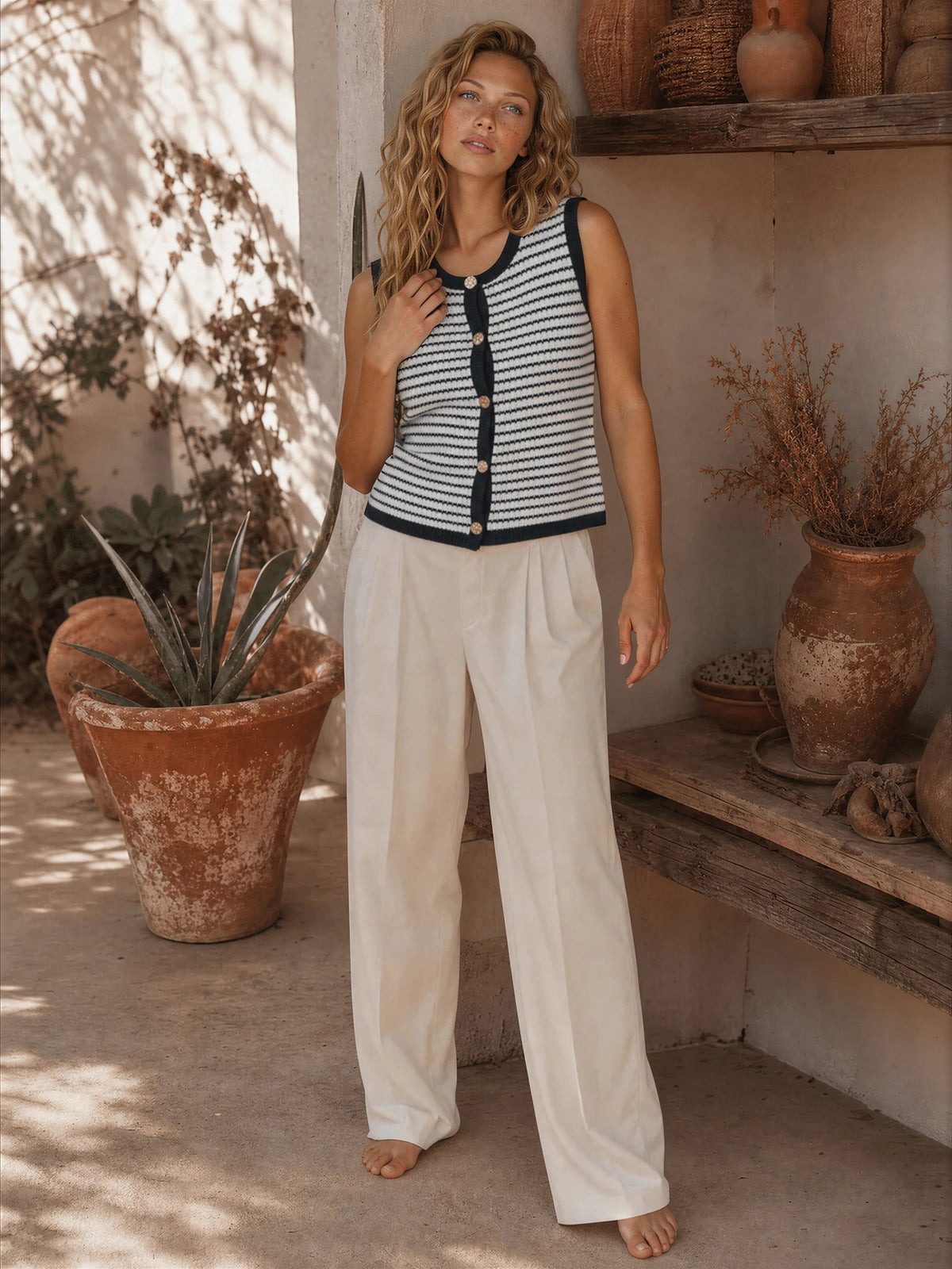 Grace Sleeveless Knit Top in White