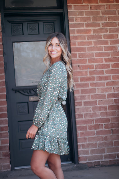 Cammy Dress in Floral Olive
